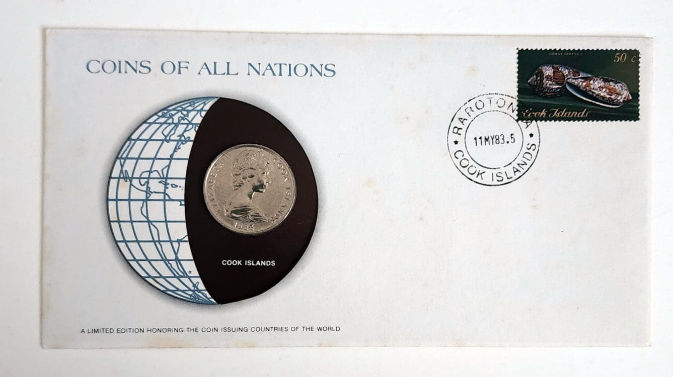 Cook Islands Mint Coin Stamped Envelope Franklin Mint with C.O.A