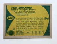 Tim Brown Topps 1989 Card #265 Back