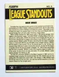 Wade Boggs Fleer-1990 Card #5 back