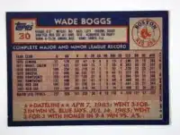 Wade Boggs Topps 1984 Card #30 back