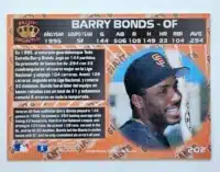 Barry Bonds Pacific Collection 1996 Card #202 Back