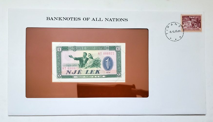 Albania Banknote Stamped Envelope Franklin Mint with C.O.A
