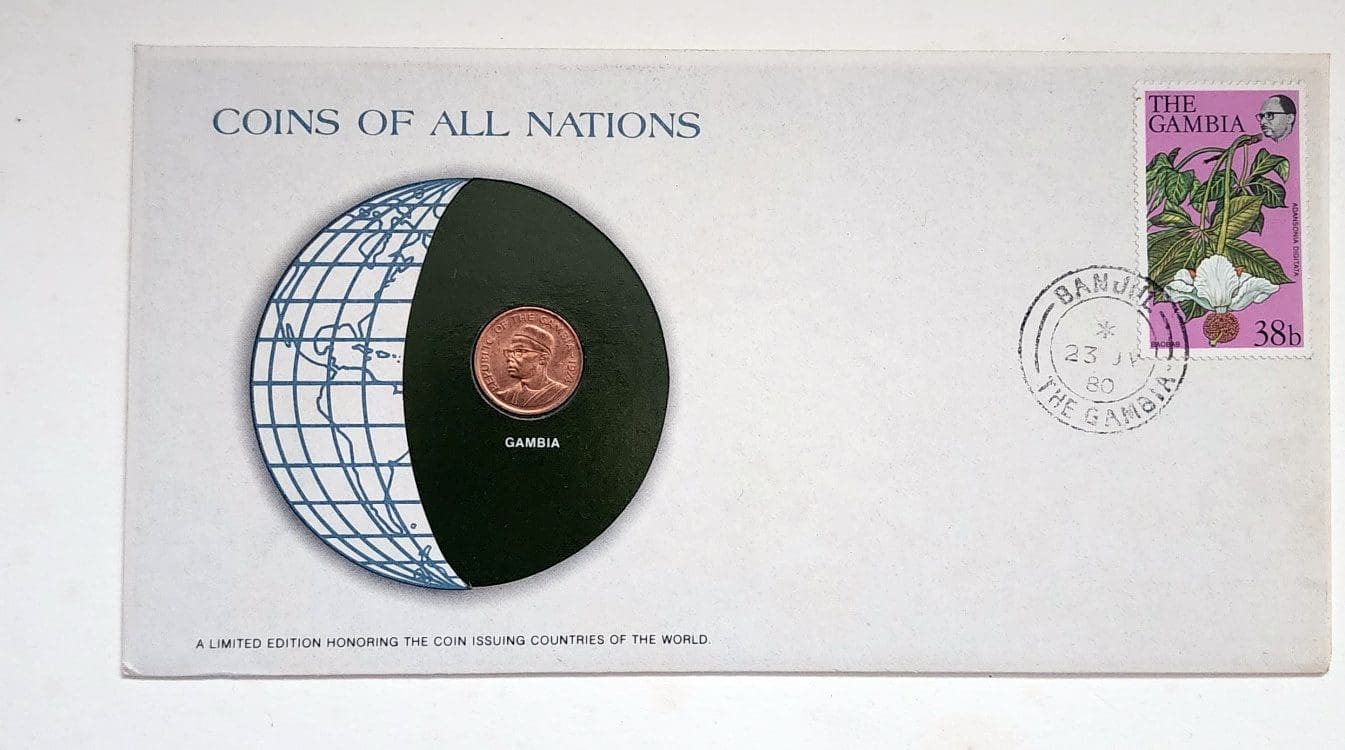 Gambia Mint Coin Stamped Envelope Franklin Mint with C.O.A