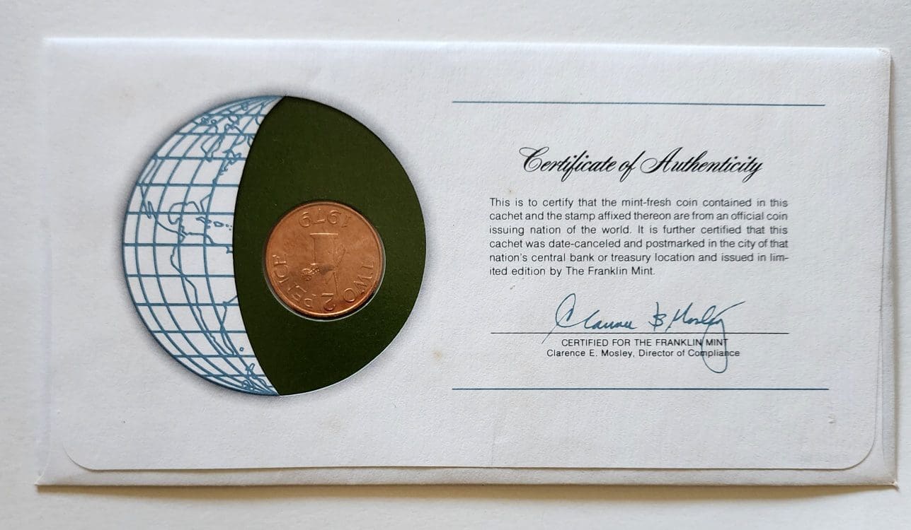 Guernsey Mint Coin Stamped Envelope Franklin Mint Back