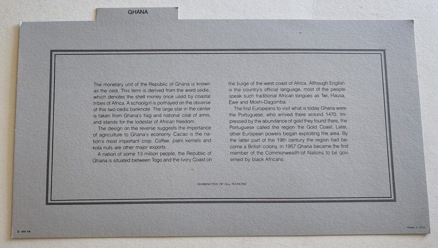 Ghana Banknote Information Card