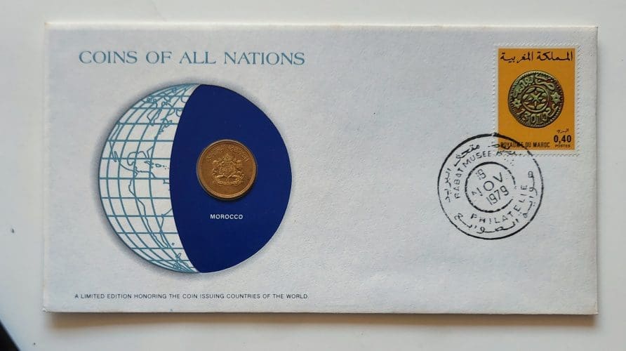 Morocco Coin Stamped Envelope Franklin Mint with C.O.A