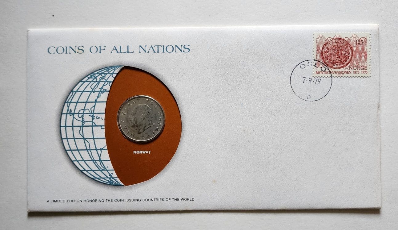 Norway Mint Coin Stamped Envelope Franklin Mint with C.O.A