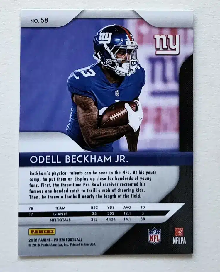 Odell Beckham Jr Prizm Panini 2018 Card #58 Back