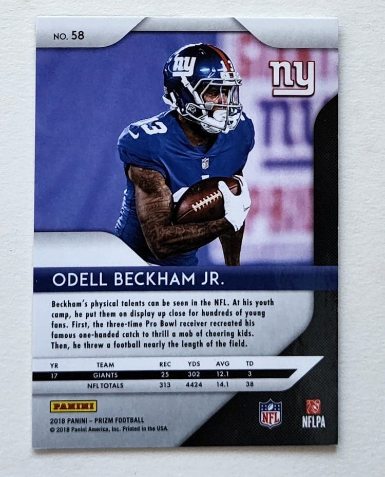 Odell Beckham Jr. Panini 2018"Prizm" NFL Card #58 New York Giants Back