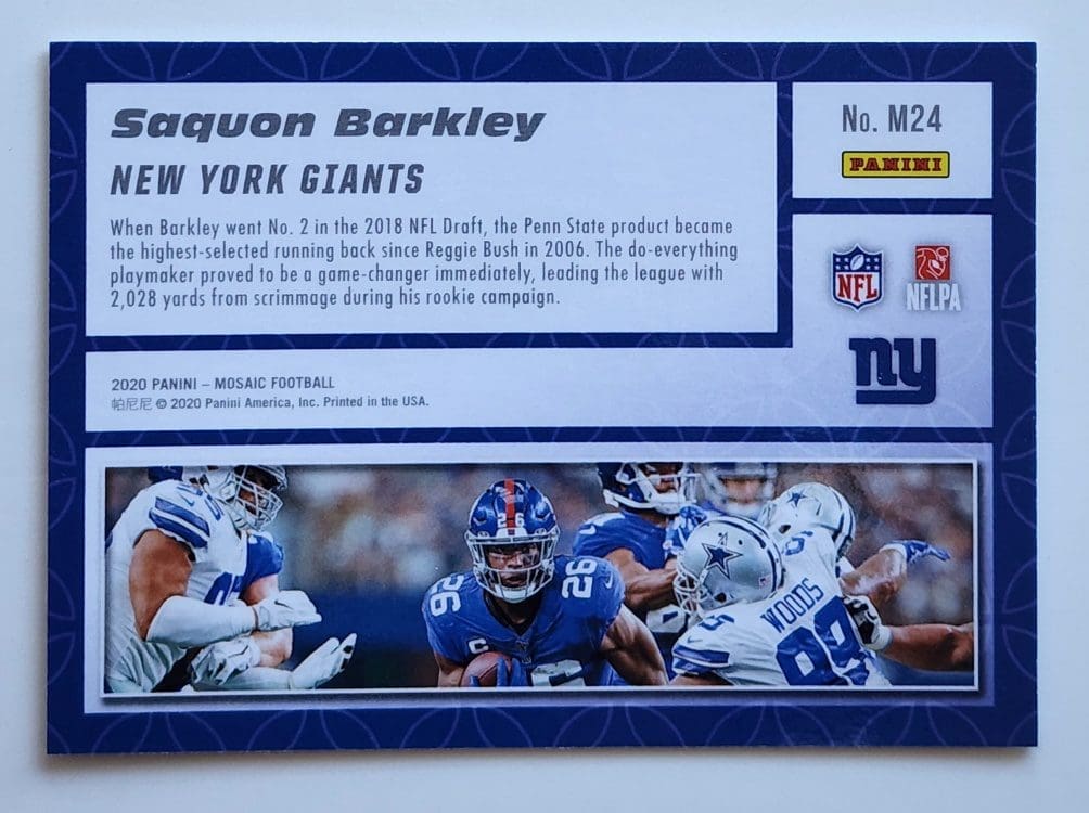 Saquon Barkley Panini 2020 NFL Card #M-24 New York Giants Back
