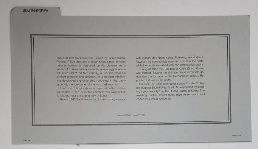 South Korea Information Card