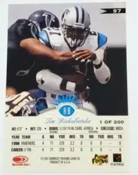 Tim Biakabutuka Donruss 1997 Card #97 back
