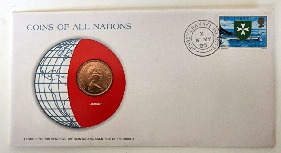 Jersey Coin Stamped Envelope An Europe Country From Franklin Mint with C.O.A