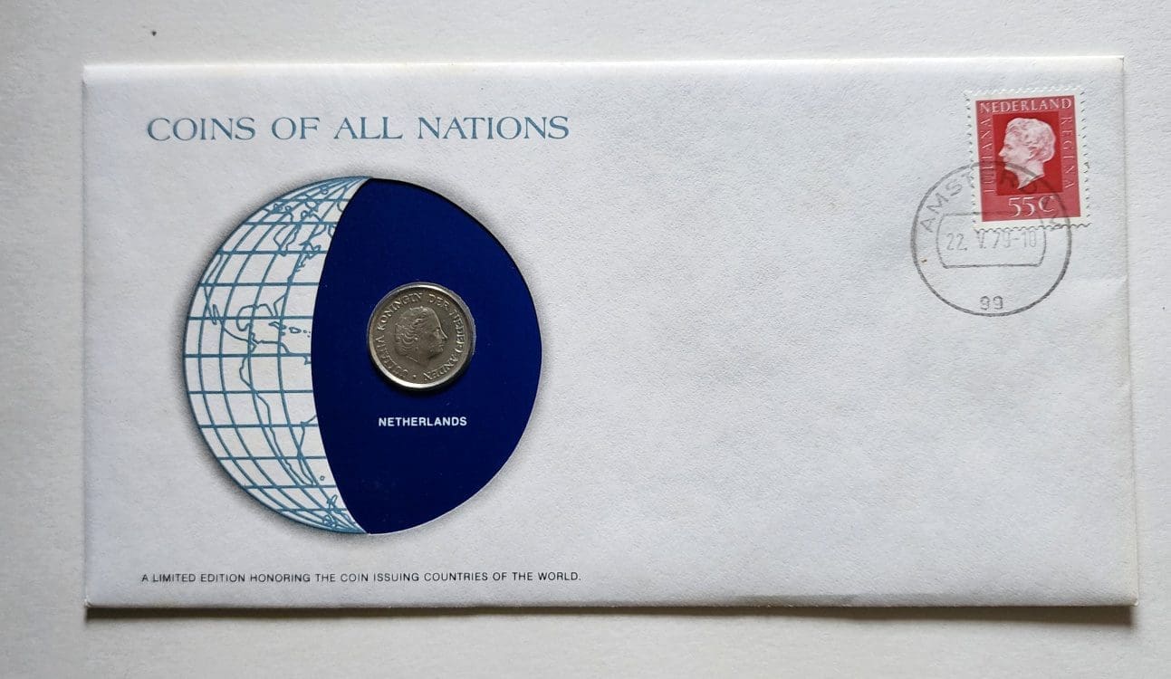 Netherlands Coin Stamped Envelope An Europe Country From Franklin Mint with C.O.A