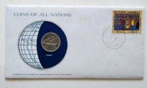 Kuwait Coin Stamped Envelope An Asian Country From Franklin Mint with C.O.A