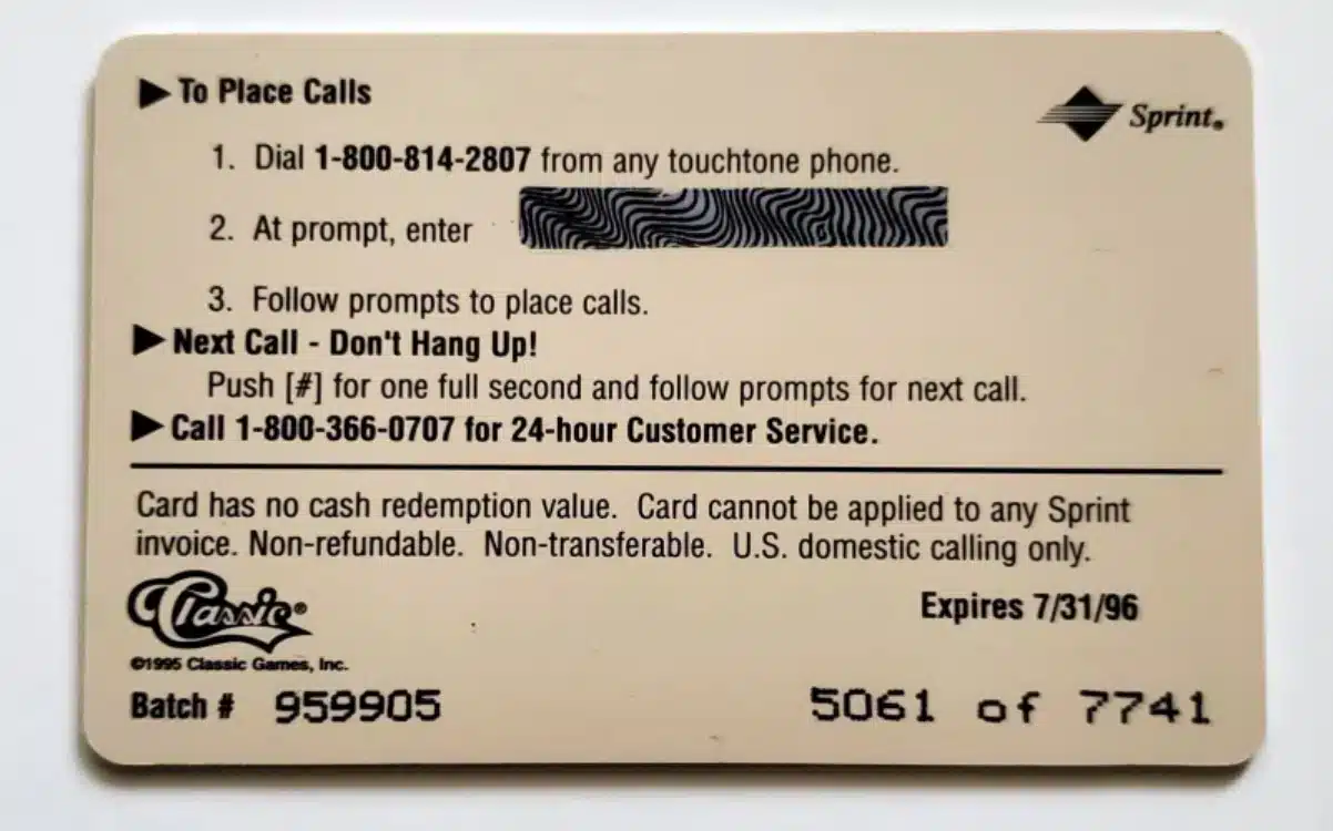 Barry Bonds 2 Dollar Phone Card Classic Assets Gold 1995 Back