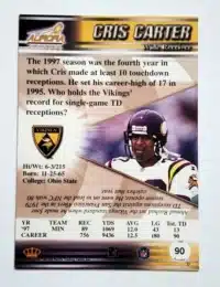 Cris Carter Aurora 1998 NFL Card #90 back
