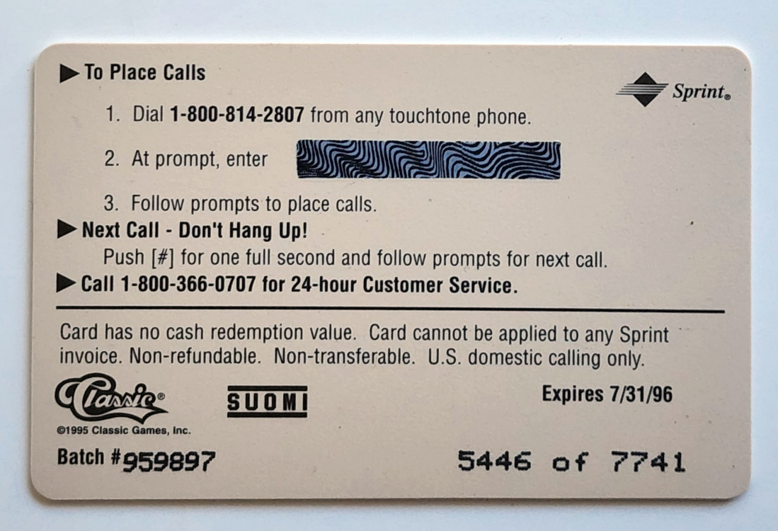 Aki-Petteri Berg Phone Card #5446 of 7741 back
