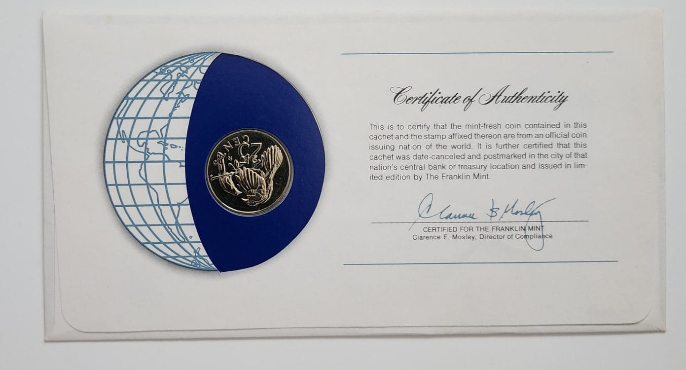 British Virgin Isles Mint Coin Stamped Envelope Oceania Country Franklin Mint Back