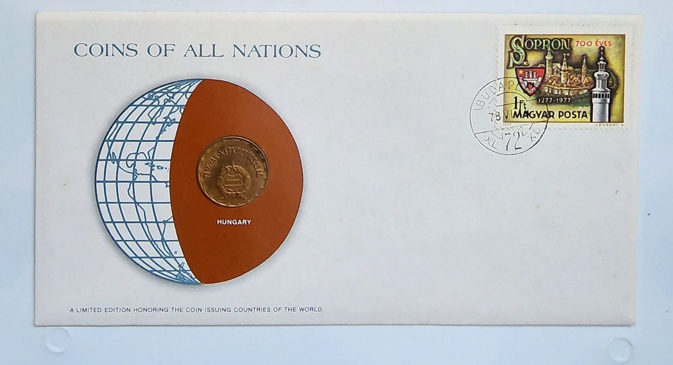 Hungary Coin Stamped Envelope An Europe Country From Franklin Mint with C.O.A