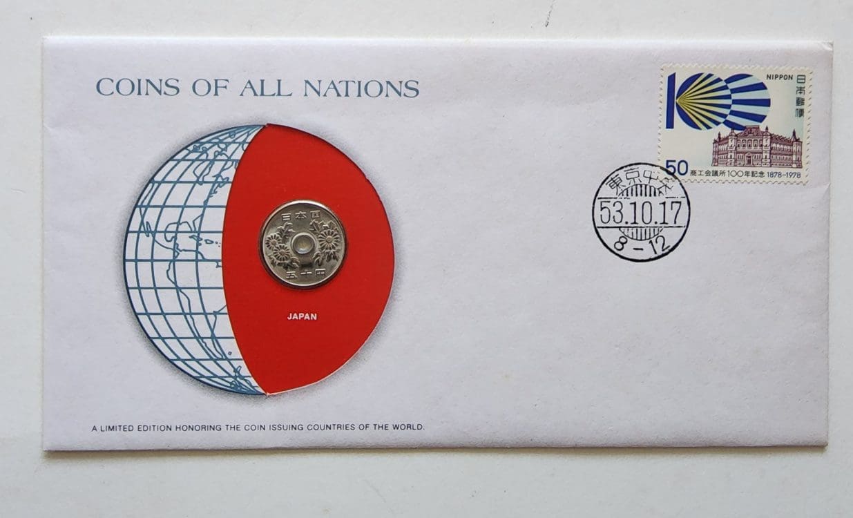 Japan Coin Stamped Envelope An Asian Country From Franklin Mint with C.O.A