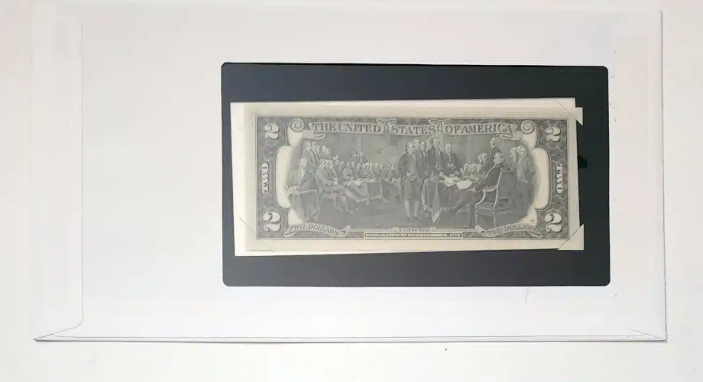 United States Banknote 2 Dollar No. K 28488470A Franklin Mint Back