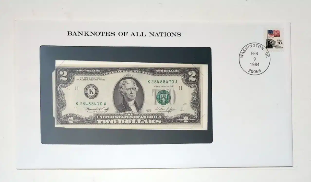 United States Banknote 2 Dollar No. K 28488470A Franklin Mint
