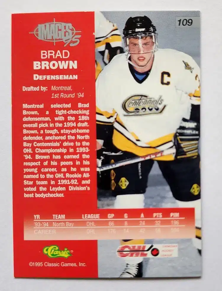 Brad Brown Classic Image 95-1995 Card#109 Back
