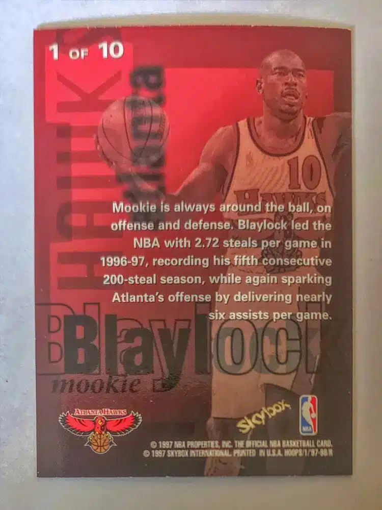 Mookie Blaylock Skybox 1991 Card 1of 10 Back