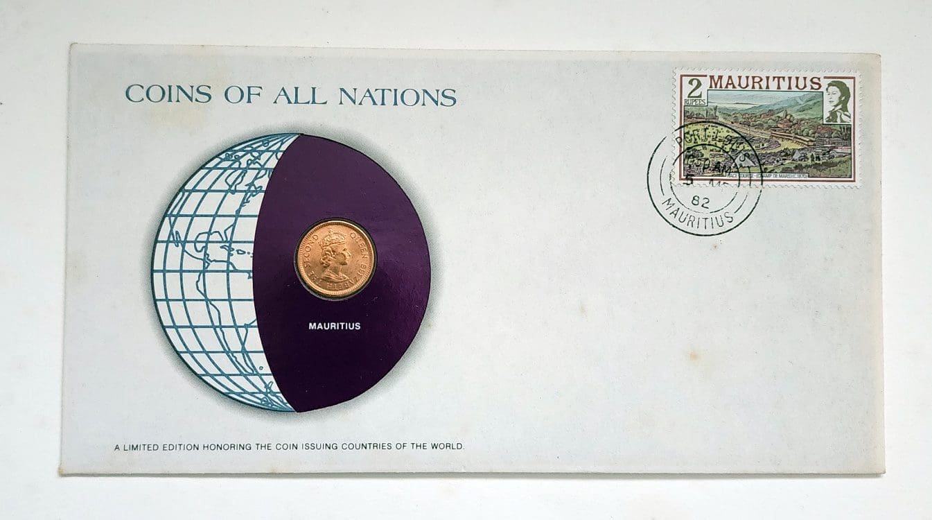 Mauritius Coin Stamped Envelope An Africa Country From Franklin Mint with C.O.A