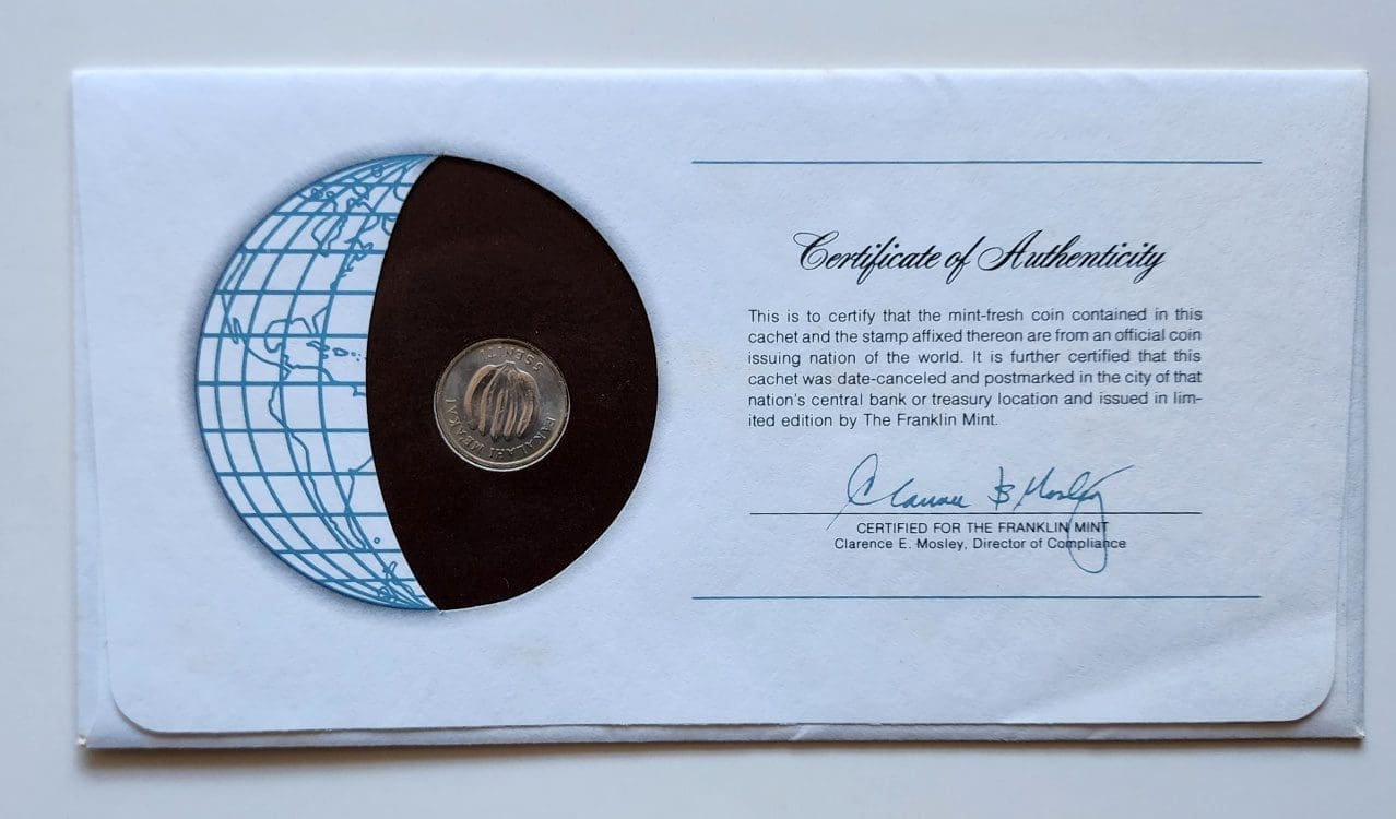 Tonga Mint Coin Stamped Envelope Oceania Country Franklin Mint Back