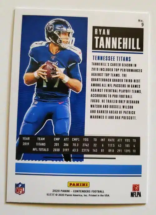 Ryan Tannehill Panini 2020 Card #9 Back