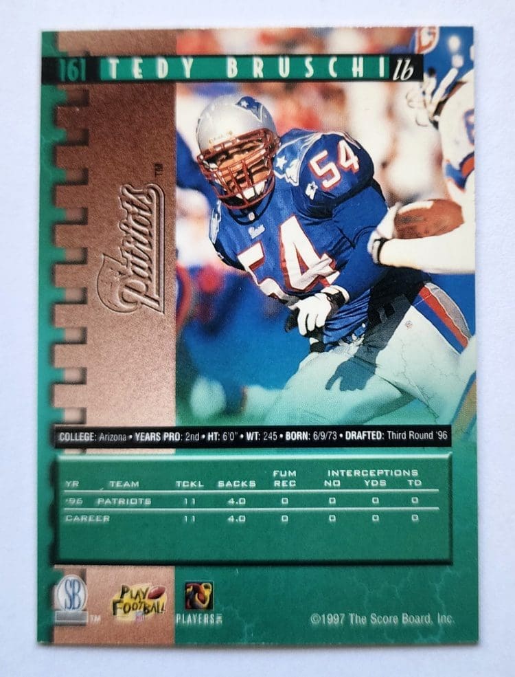 Tedy Bruschi Pro Line 1997 NFL Trading Card #161 New England Patriots Back