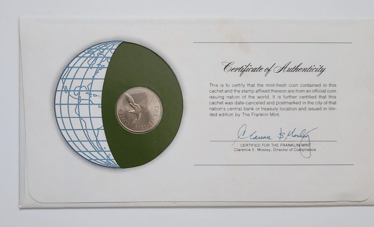 Bermuda Coin Stamped Envelope An North American Island From Franklin Mint with C.O.A back