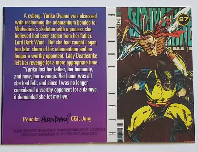 Wolverine Timeline Card #87 X-Men Fleer 1996 "Blood Oath" Back