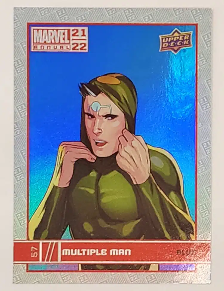 multiple-man-marvel-comic-card-upper-deck-2021-blue-foil-card-57 Multiple Man Blue Upper Deck 2021 Marvel Comic Card #57