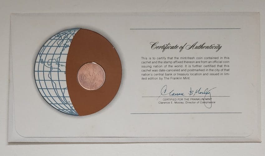 Turkey Coin Stamped Envelope From Franklin Mint Back