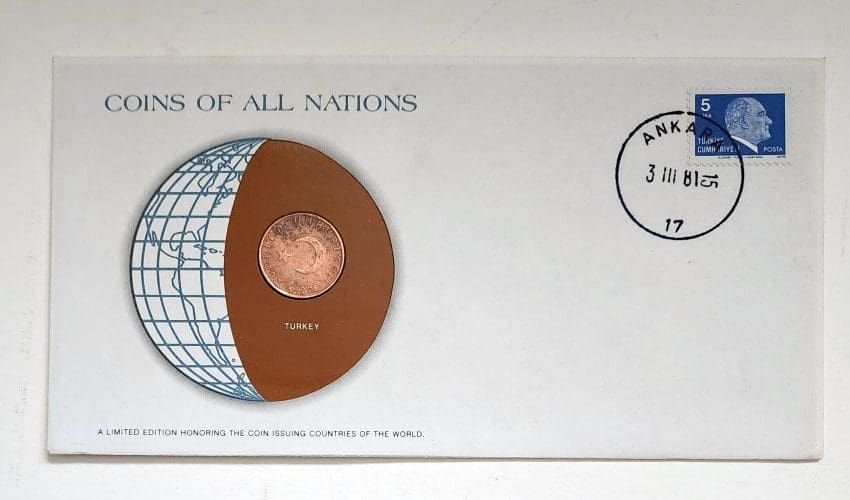 Turkey Coin Stamped Envelope From Franklin Mint