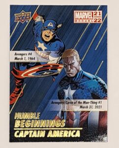 Captain America "Humble Beginnings" Upper Deck 2021 Marvel Comic Card HB-1