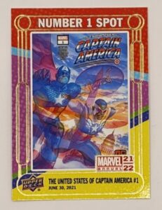 The U.S.A Captain America #1 Upper Deck 2021 Marvel Number 1 Spot #N1S-1