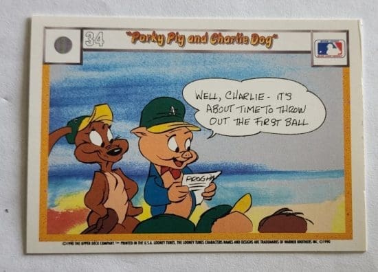 Upper Deck 1990 #19 "Porky Pig and Charlie Dog" Looney Tunes Back