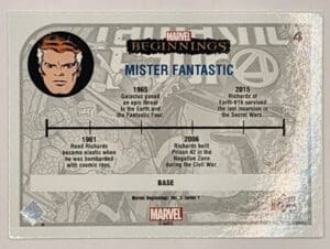 Mr. Fantastic Marvel Beginnings Upper Deck 2022 Volume 2 Series 1 Card #4 Back