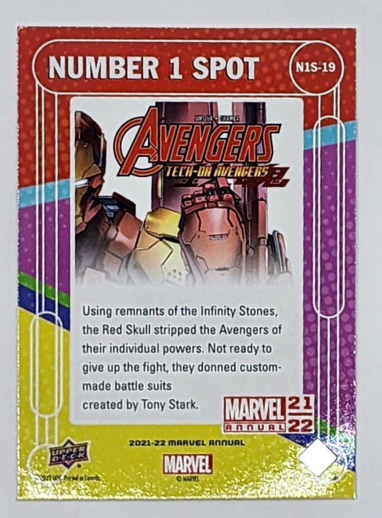 Avengers Tech-On #1 Upper Deck 2021 Marvel 1 Spot #N1S-19 Back
