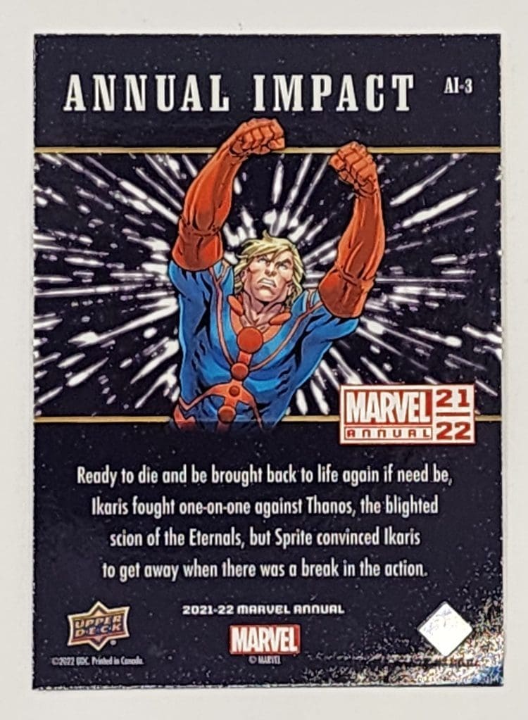 Ikaris "Annual Impact" Upper Deck 2021 Marvel Comic Card Number AI-3 Back