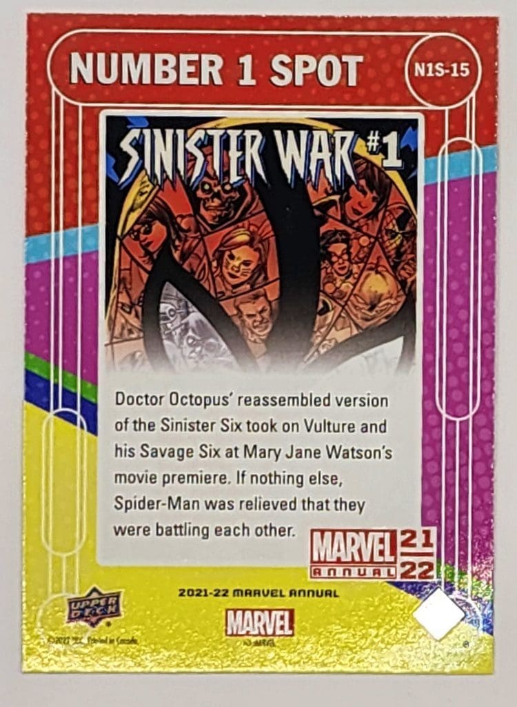 Sinister War #1 Upper Deck 2021 Marvel Number 1 Spot #N1S-15 Back