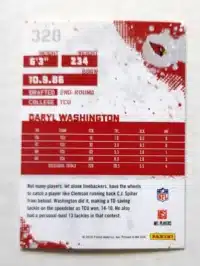 Daryl Washington Score 2010 Card #328 Back