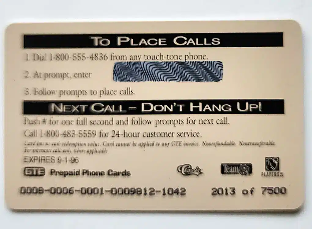 Marshall Faulk Classic Pr Line 1995 Phone Card back