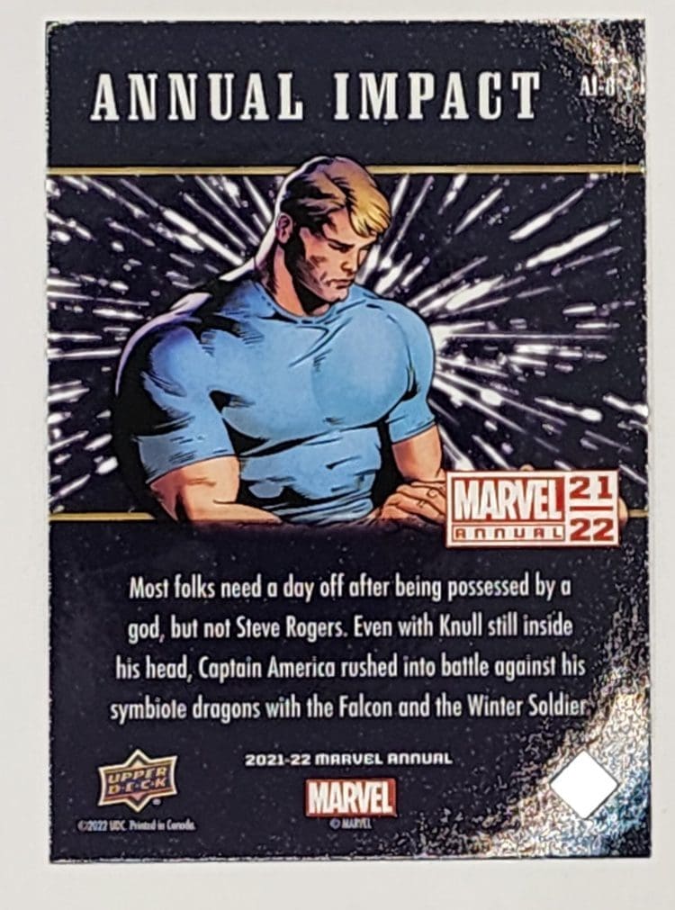 Steve Rogers "Annual Impact" Upper Deck 2021 Marvel Comic Card Number AI-8 Back