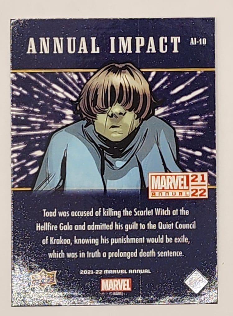 Toad "Annual Impact" Upper Deck 2021 #AI-10 Back
