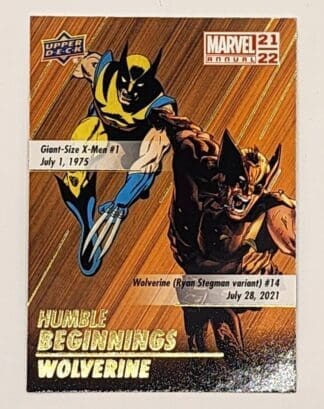 Wolverine "Humble Beginnings" Upper Deck 2021 Marvel Comic Card HB-10